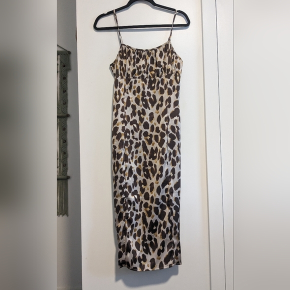 (118) Silky Maxi Leopard Slip Dress - Picture 5 of 9